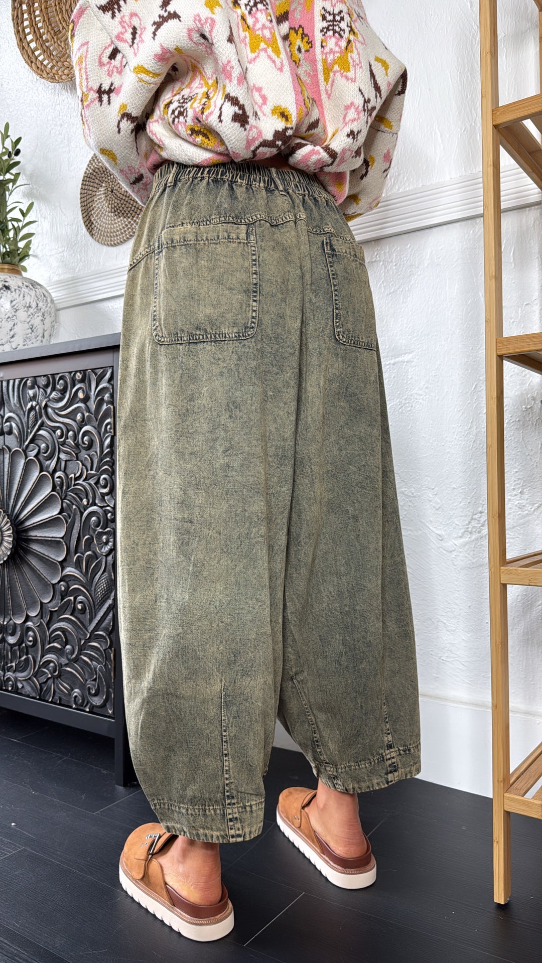 Washed Barrel Pants, Denim