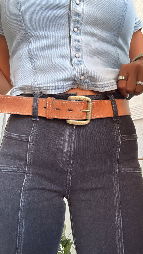 Meander Leather Belt, Tan Rustic – Everyday Chic Boutique display picture 1