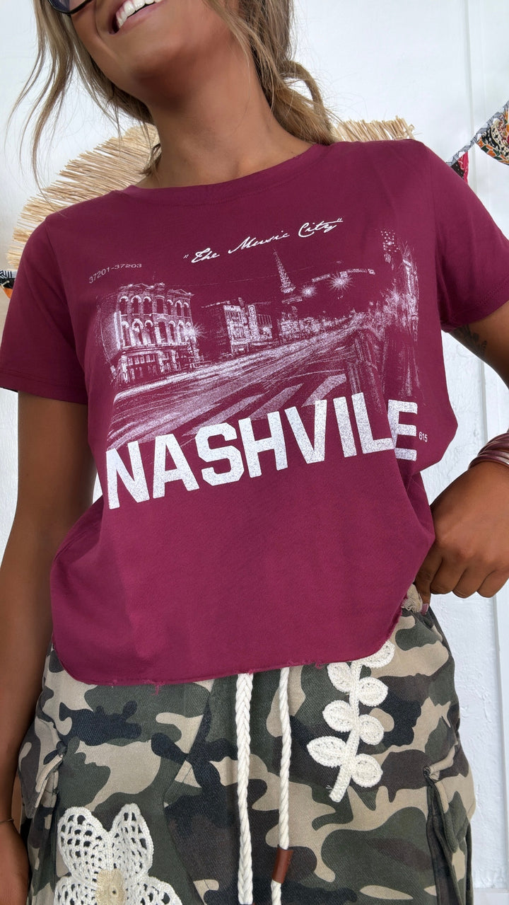 Music City Cropped Graphic Tee, Red