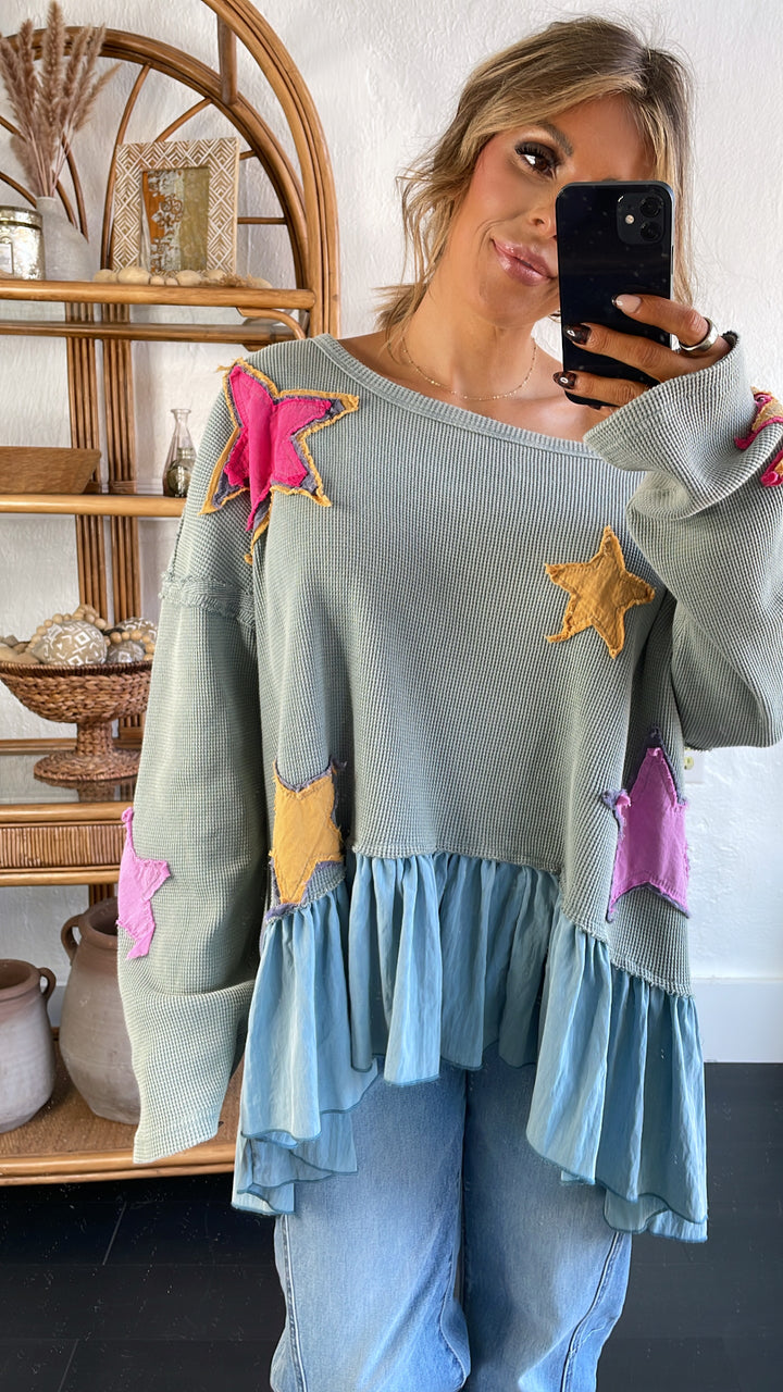 Starlight Dreams Top, Sage Blue