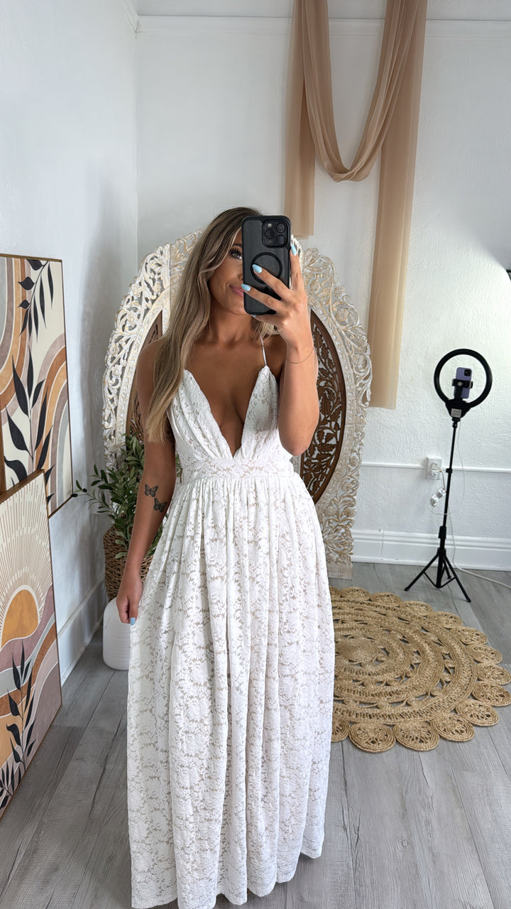 ECB Exclusive: Layla Lace Maxi Dress, White