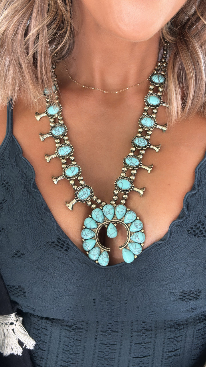 Western Dream Concho Necklace, Turquoise