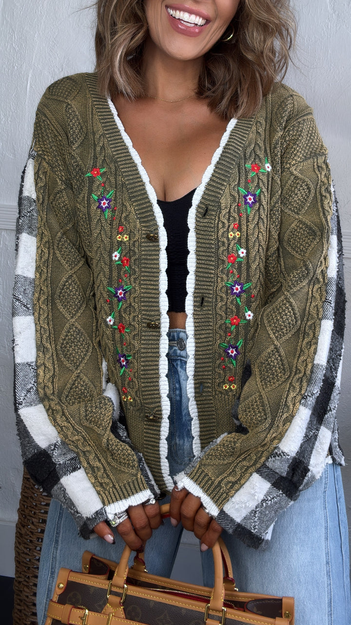 Edna Mae Knit Cardigan, Olive