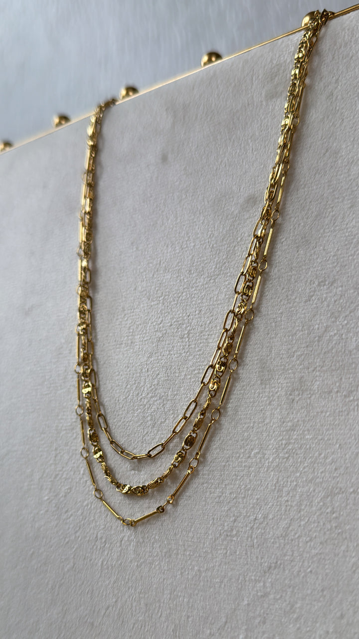 Triple Layered Necklace, Gold