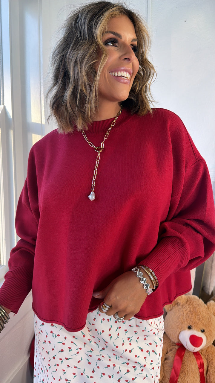 Simple & Sweet Sweater, Red