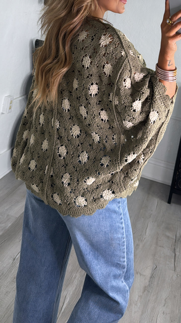 Harvest Drape Cardigan, Olive/Almond