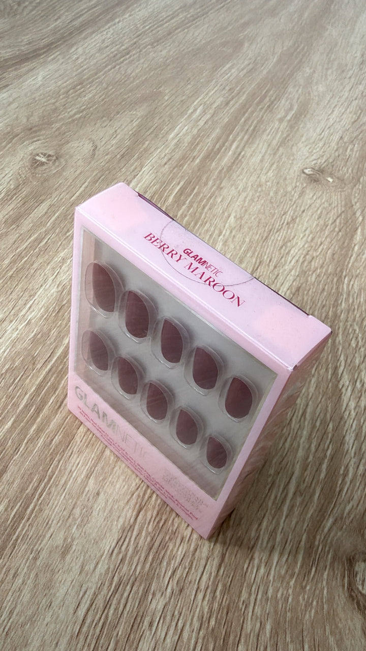 Glamnetic Press On Nails, Berry Maroon