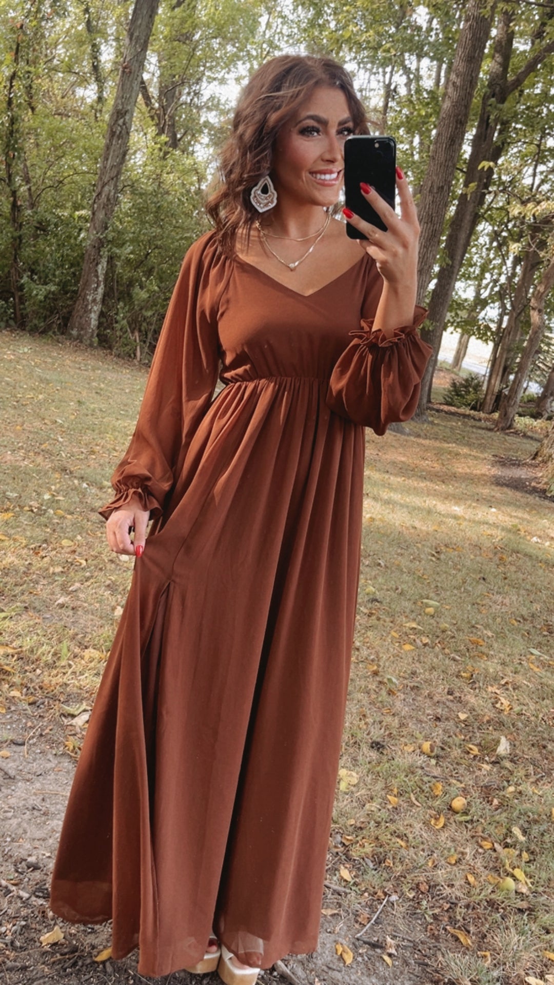 Timeless Romantic Chiffon Maxi Dress, Brown Timeless Romantic Chiffon Maxi Dress, Brown