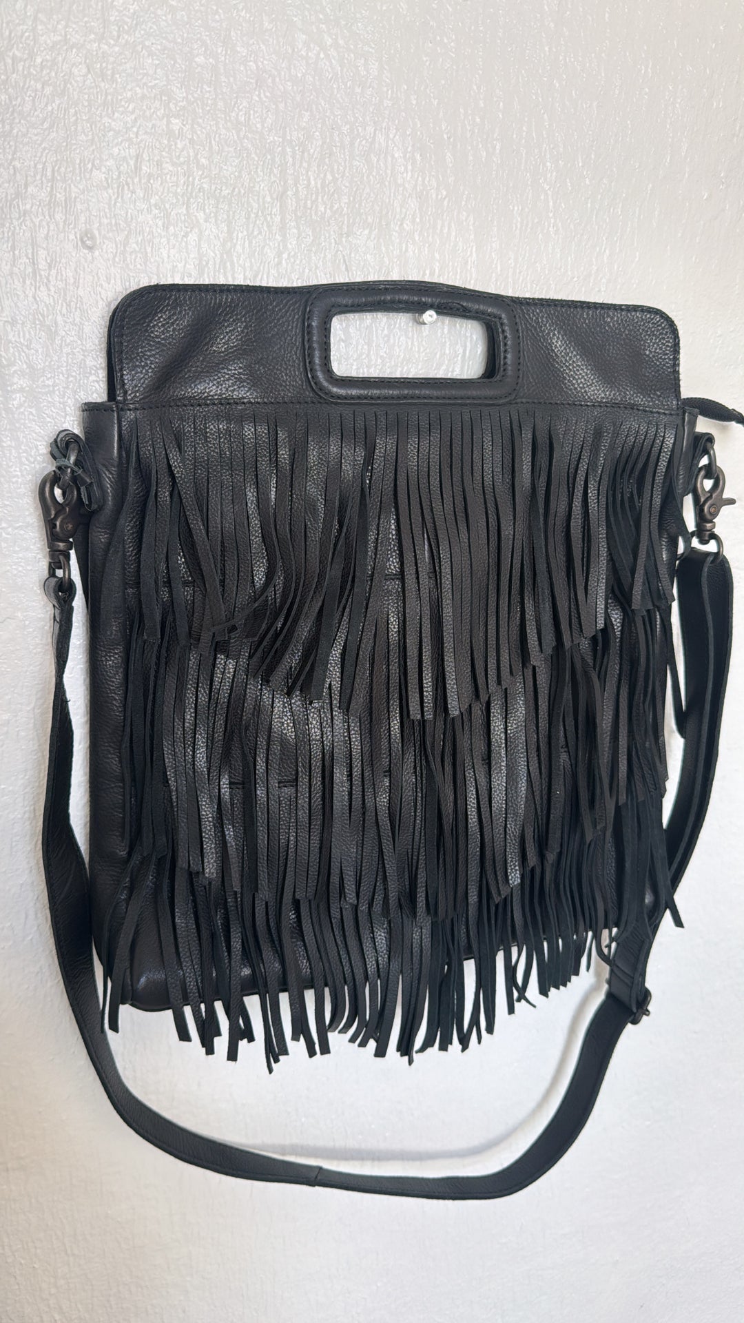 Bristol Layered Fringe Tote, Black