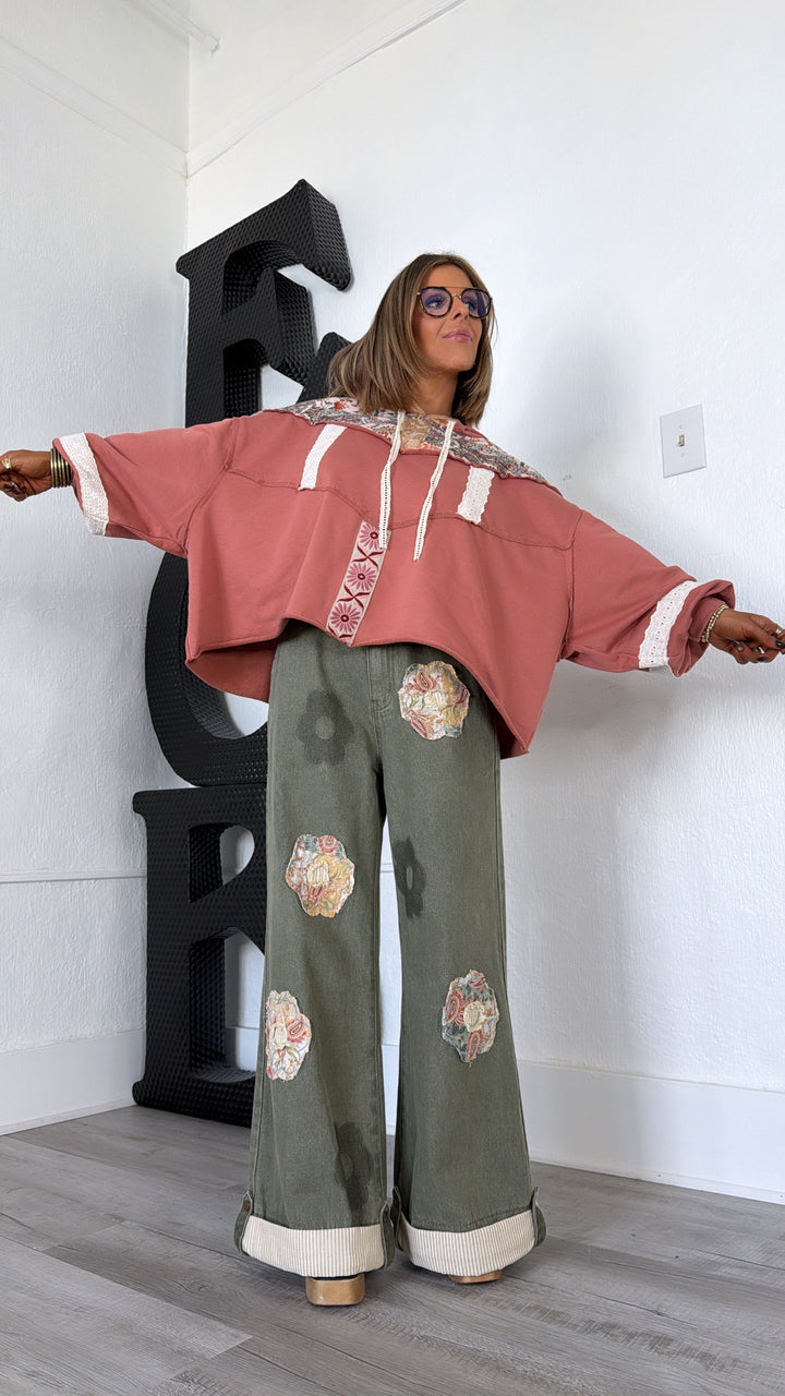 Sugar Stitch Hooded Sweater, Ginger