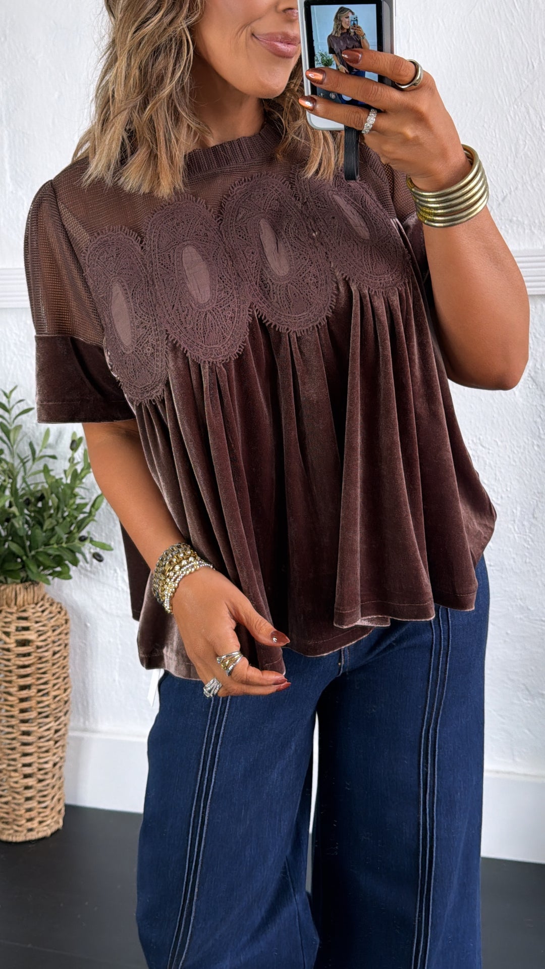 Roasted Honey Blouse, Chocolate brown