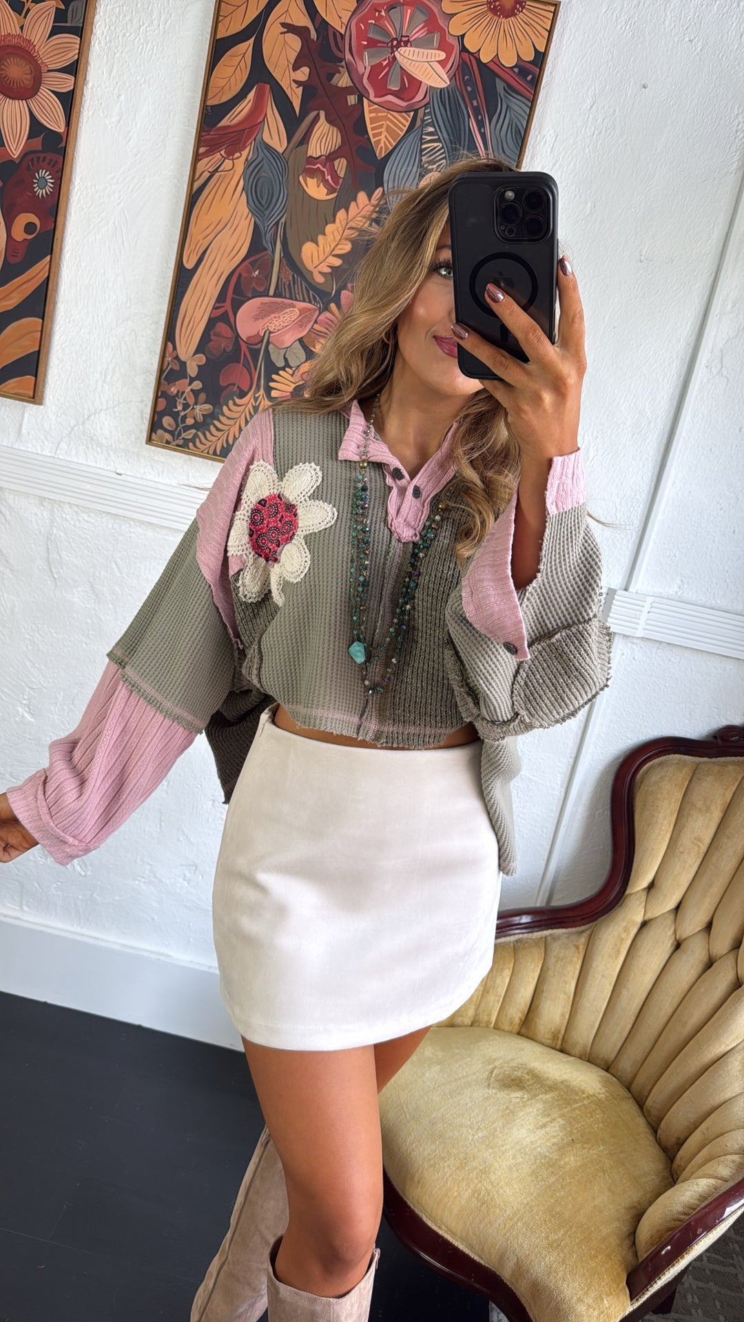 Willow Dust Mini Skirt, Ecru