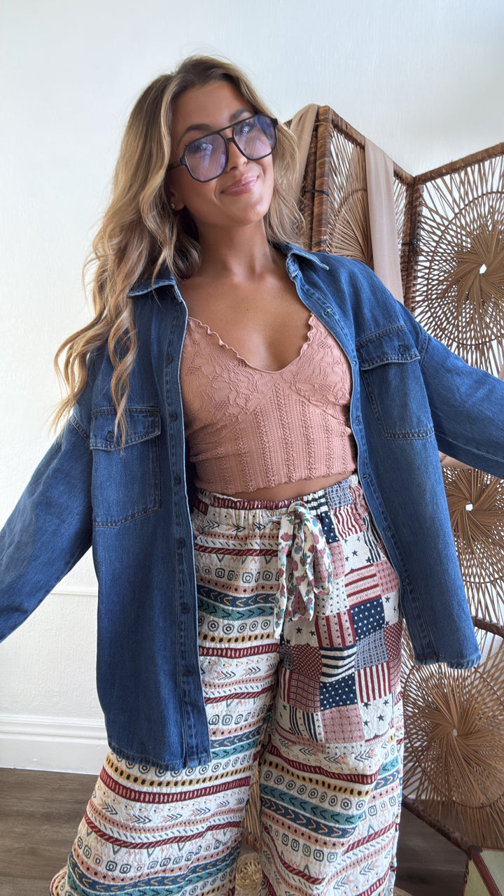 Cowboy Classic Denim Button Up, Risen Dark Wash