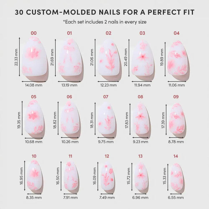 Fleur Amour Press-On Nails | Short Almond Pink Blossoms Love