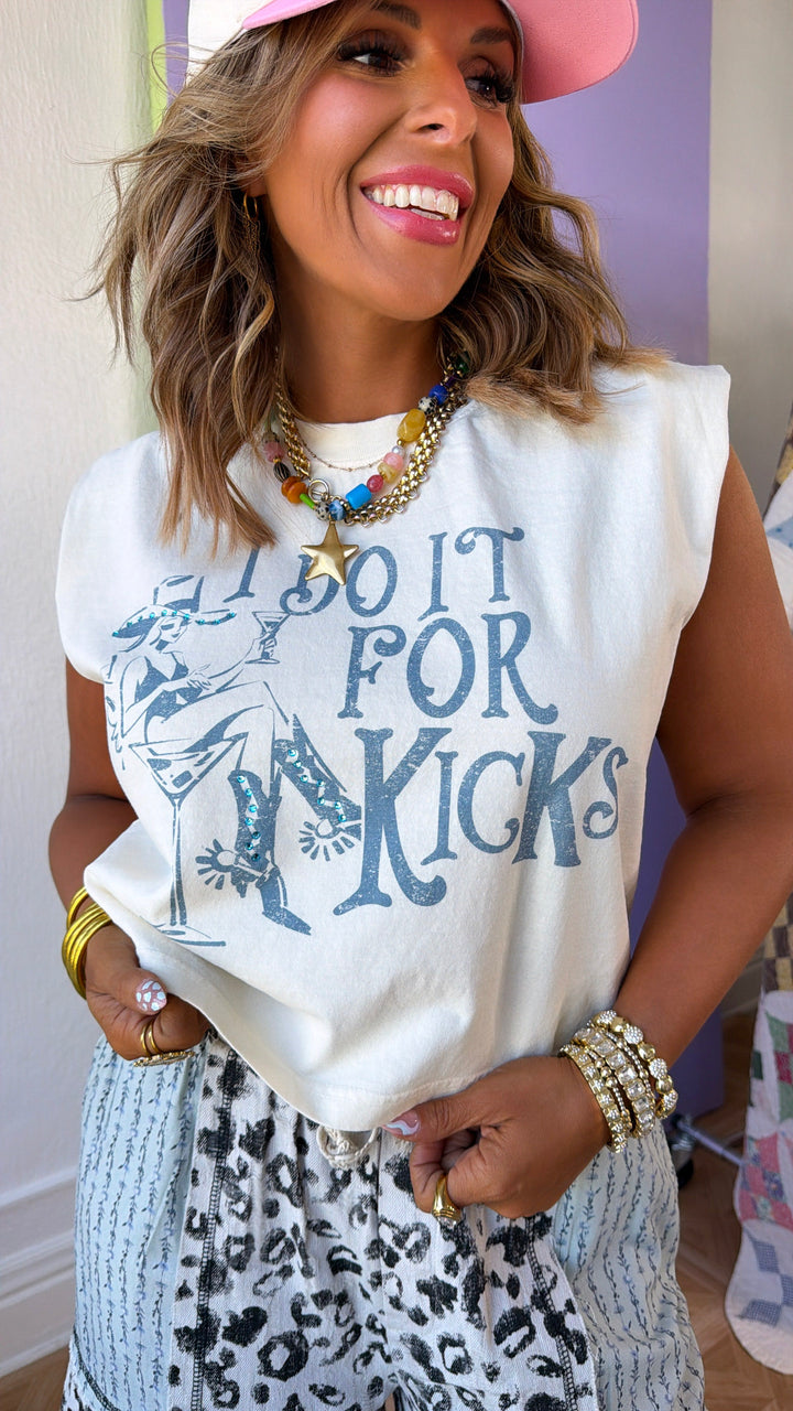 I Do It For Kicks Muscle Tank, Cream