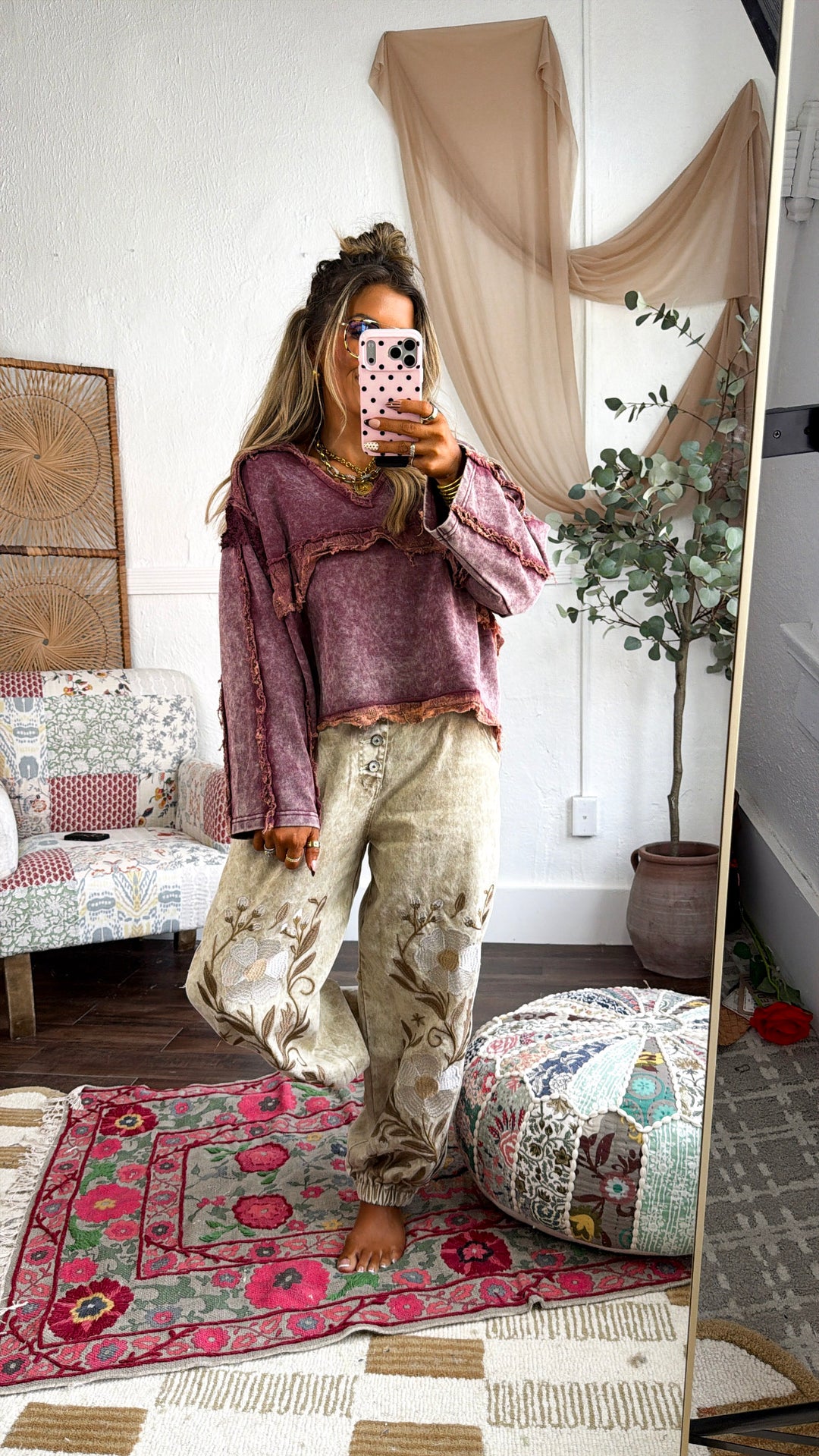 In The End Ruffled Blouse, Burgundy