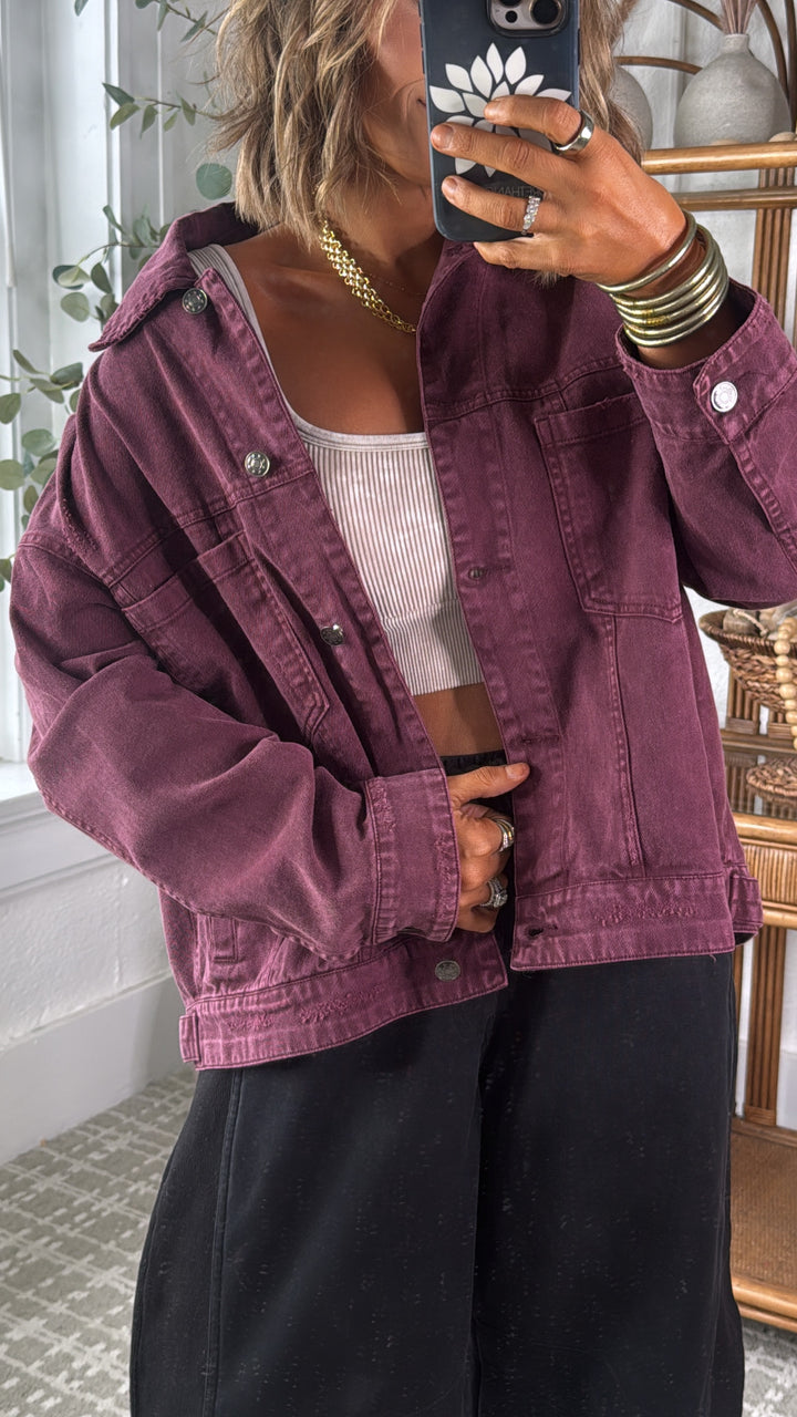 Wrens Button Up Jacket, Cherry Lacquer