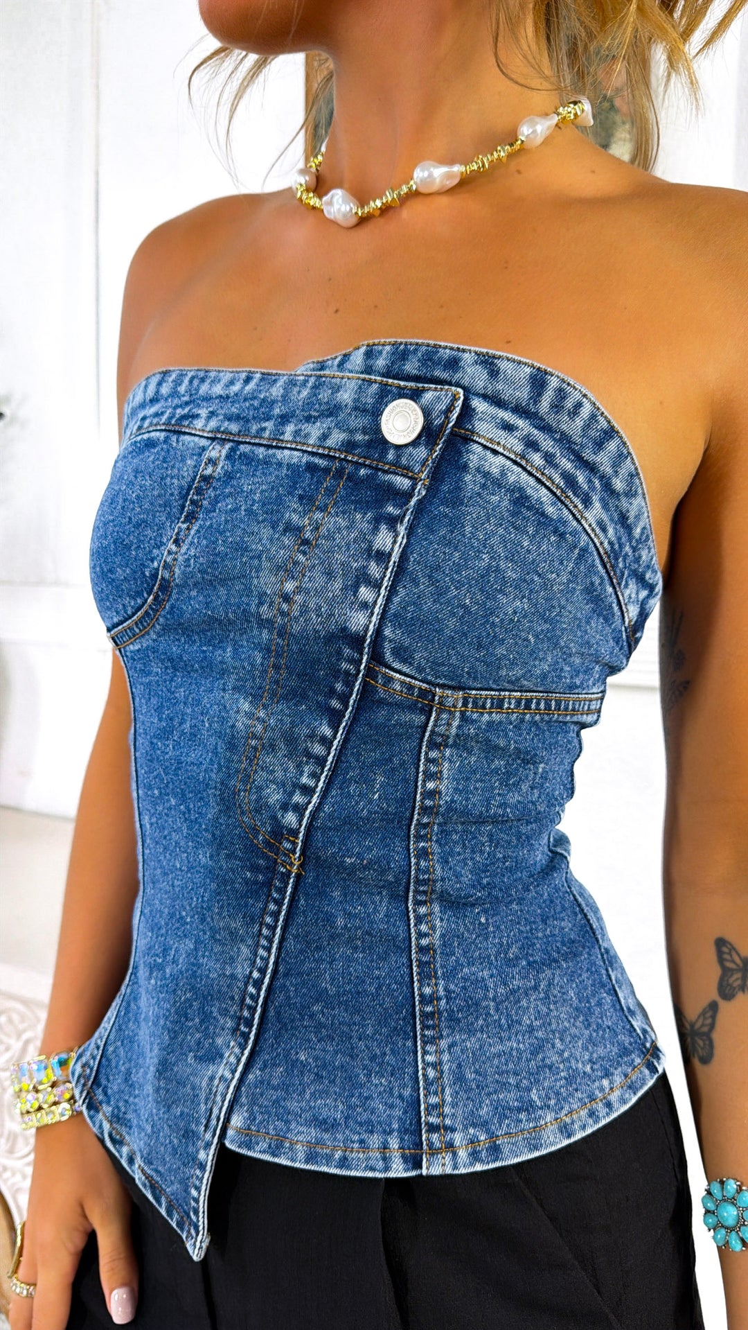 Hudson Denim Strapless Tube Top