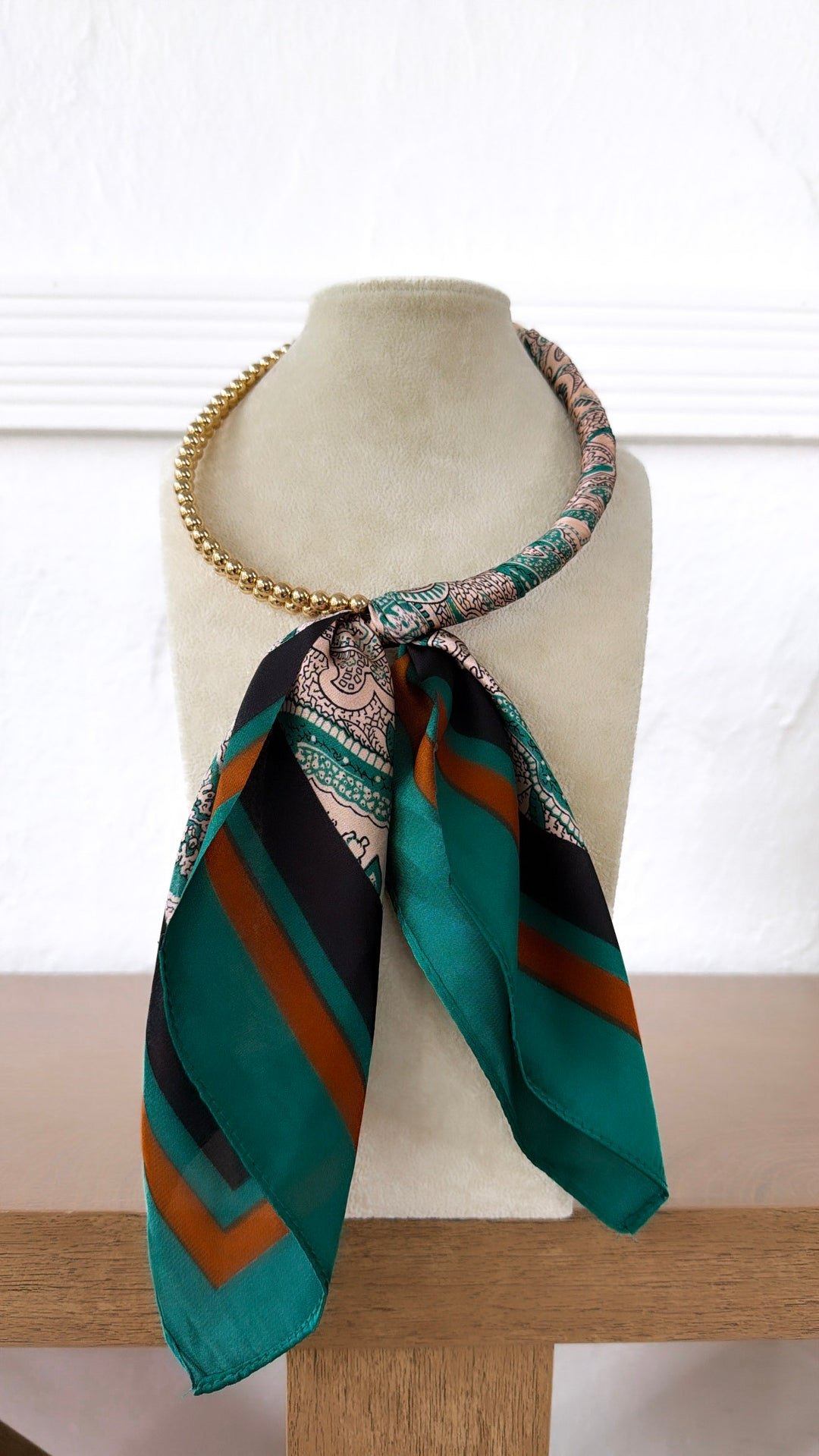 Half Bandana Wrapped Necklace, Teal