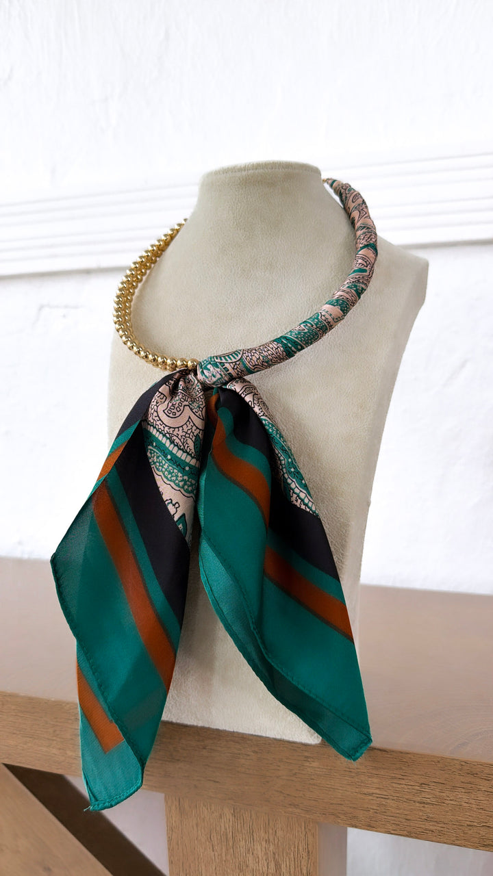 Half Bandana Wrapped Necklace, Teal