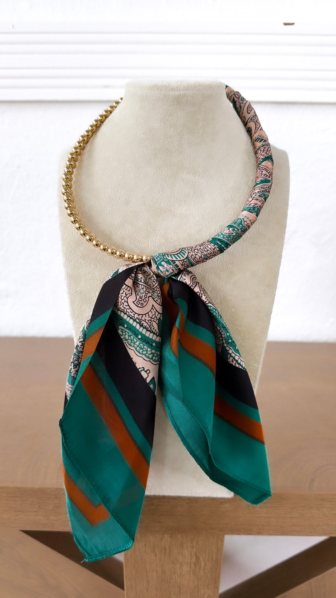 Half Bandana Wrapped Necklace, Teal