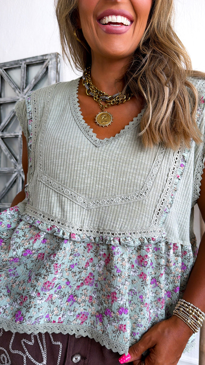 Bloomline Sleeveless Top, Powder Sage