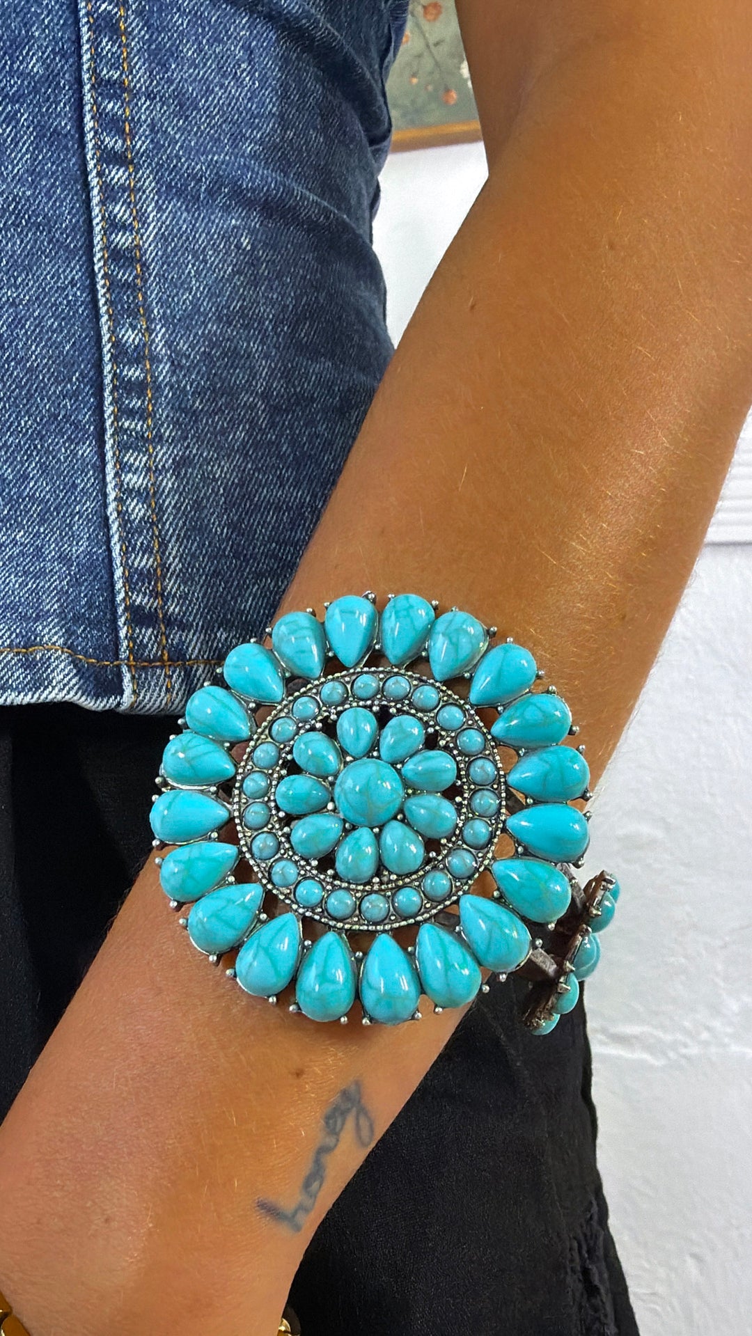 Blue Concho Bracelet Cuff