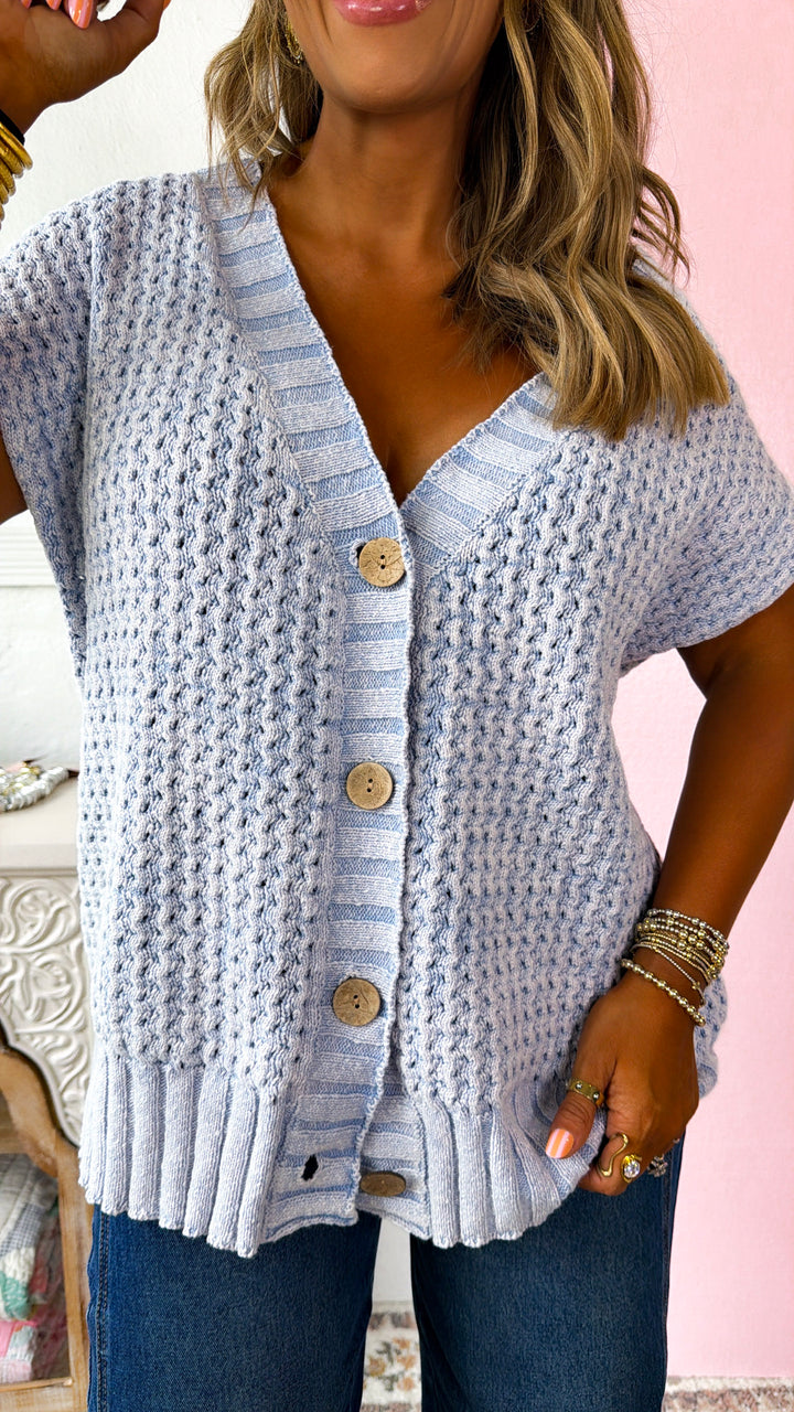 Collins Button Sweater Vest, Lt.Blue