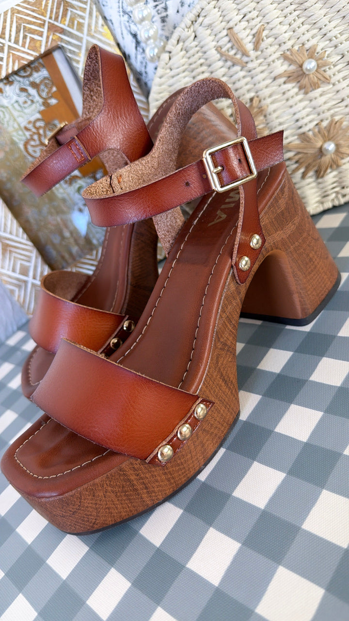 Portofino Wedge Sandal, Cognac