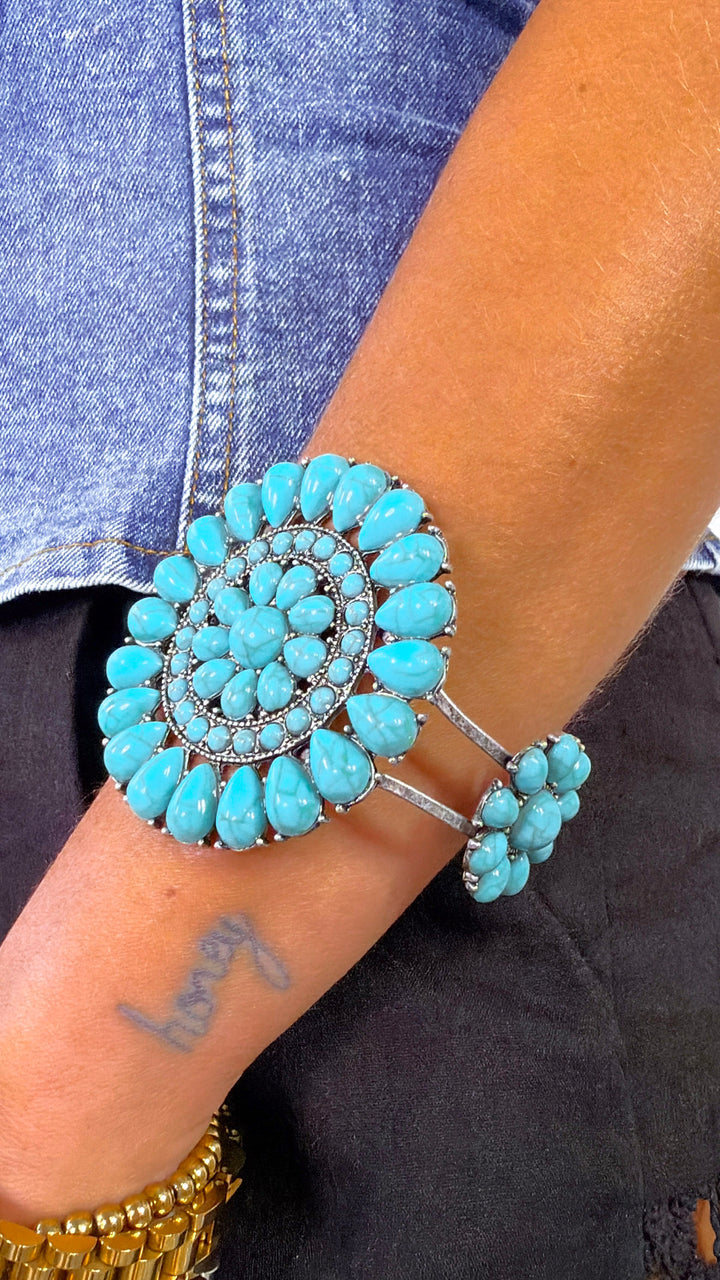 Blue Concho Bracelet Cuff