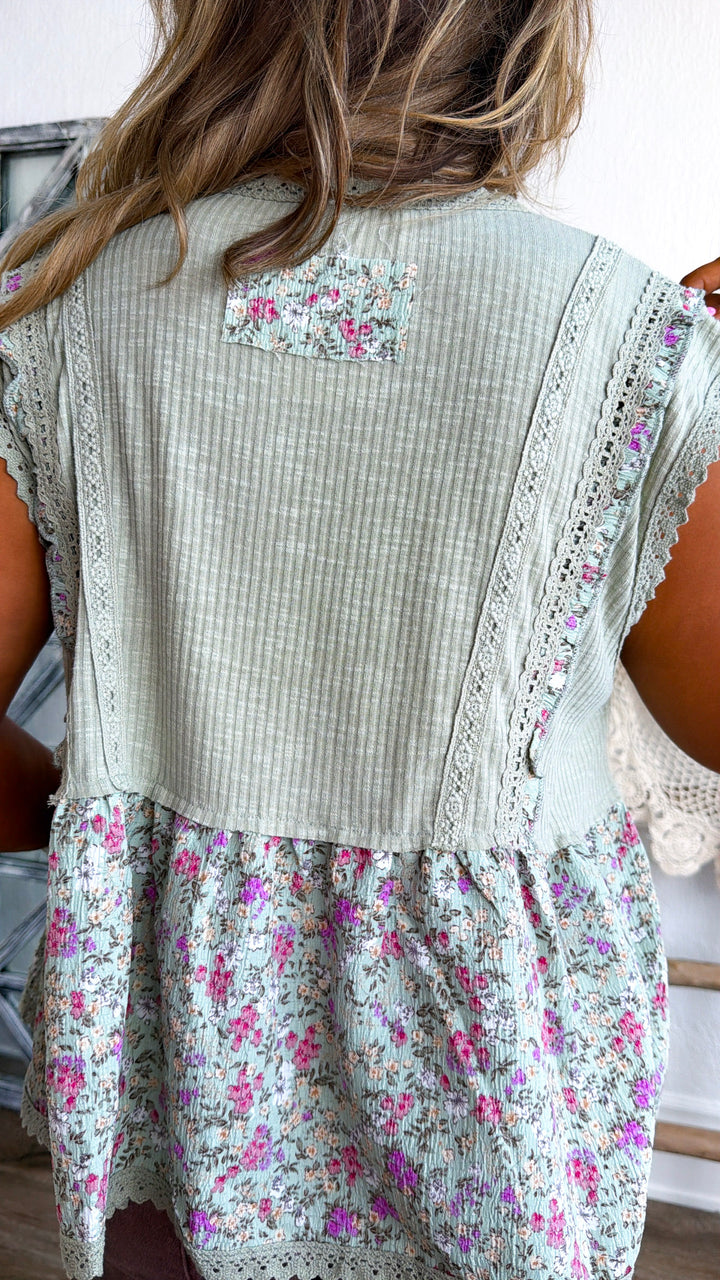 Bloomline Sleeveless Top, Powder Sage