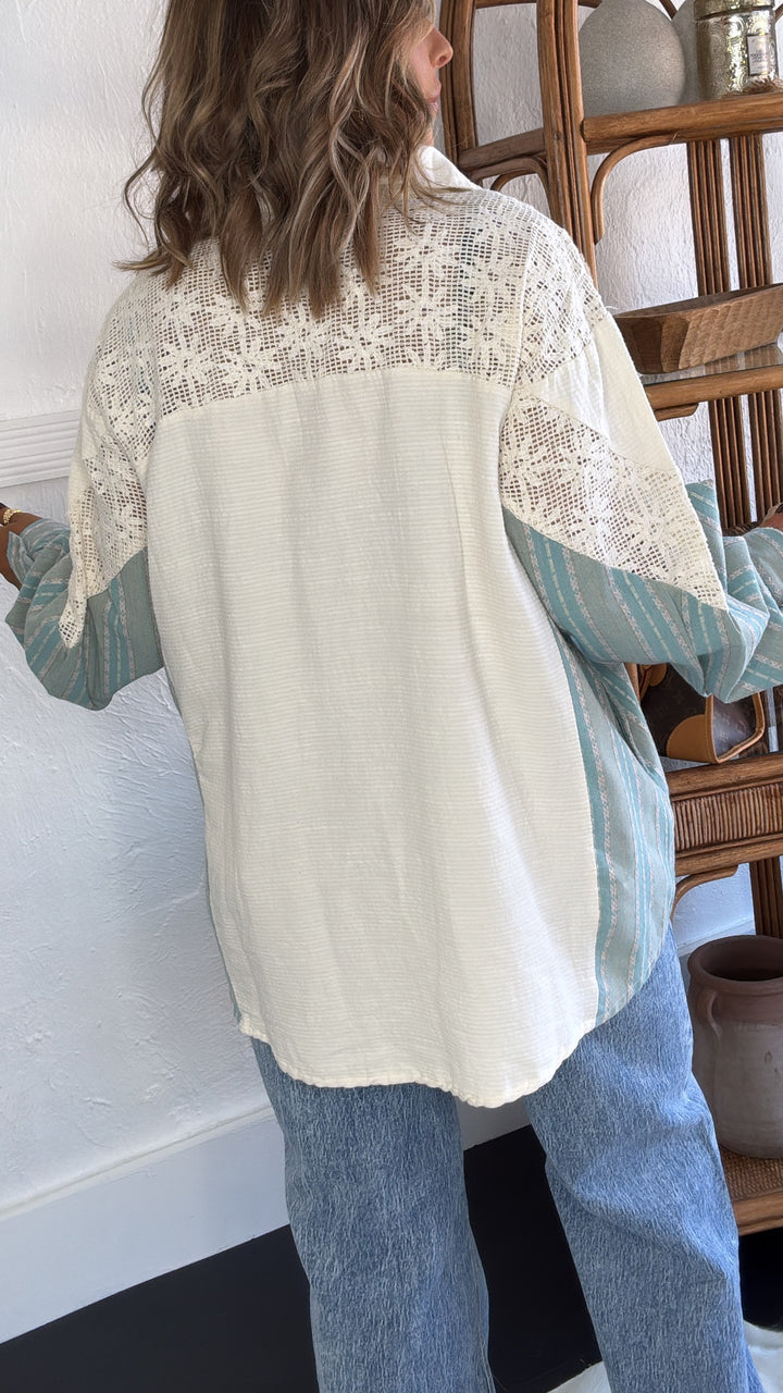 Willa Layered Vest Top, Blue/Taupe