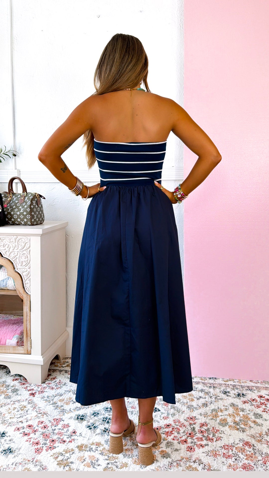 Sailors Dream Midi Dress, Navy