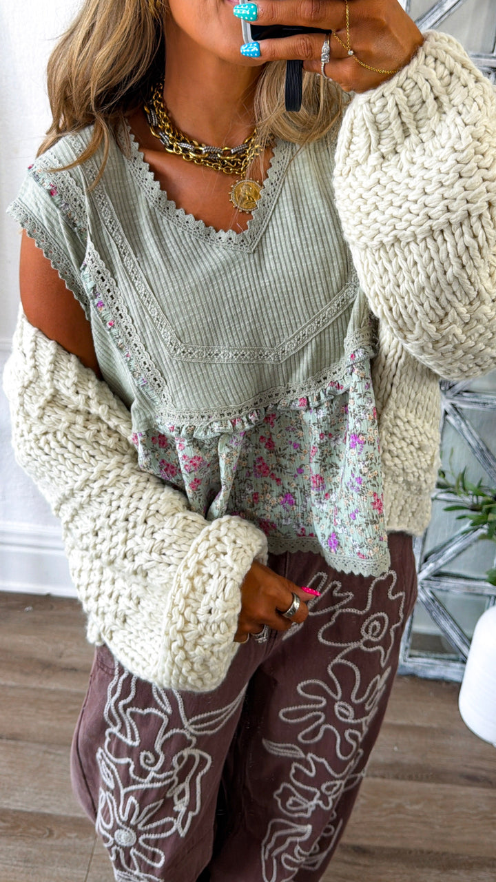 Bloomline Sleeveless Top, Powder Sage