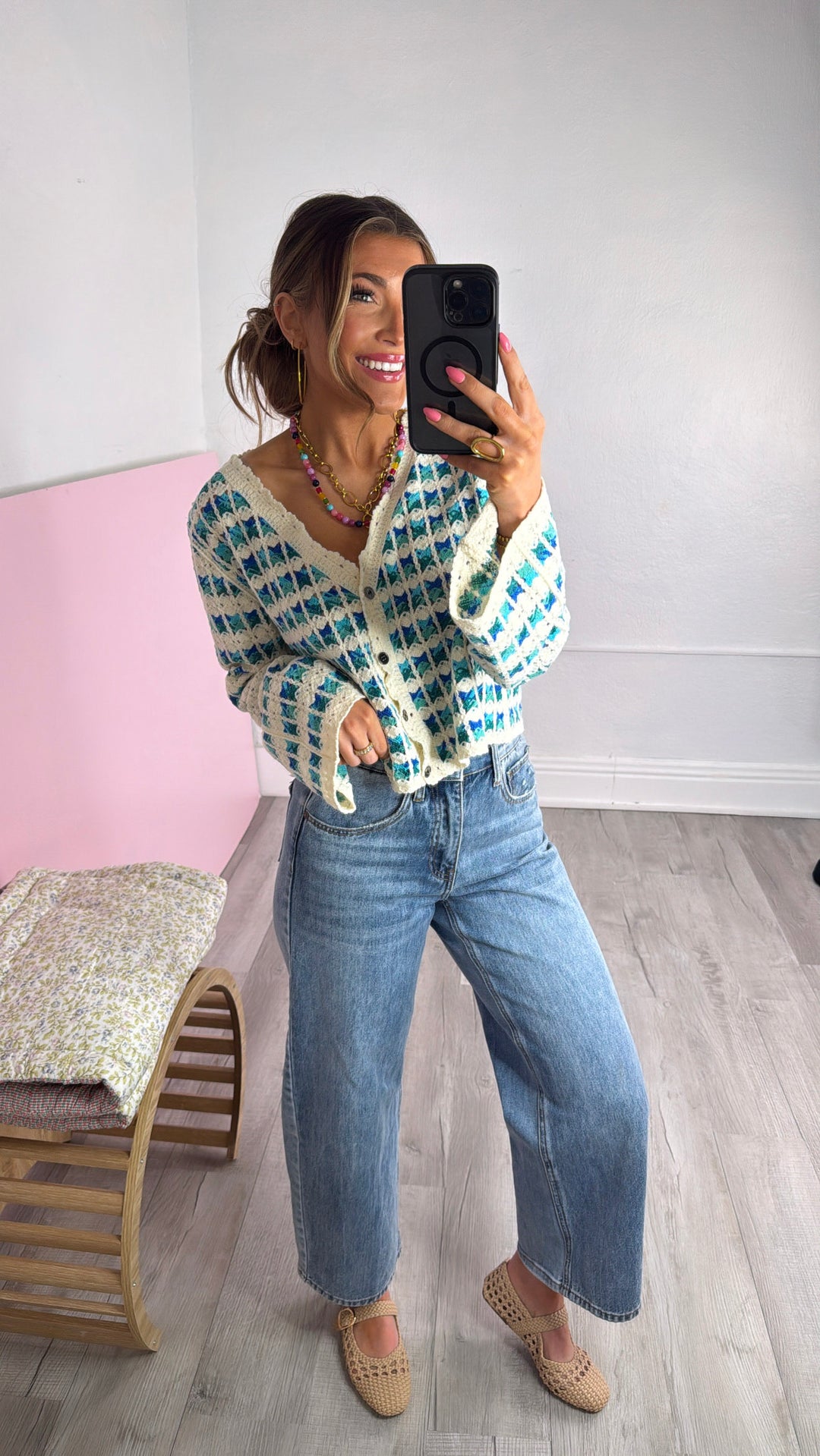 Morning Tide Knit Cardigan, Blue Multi