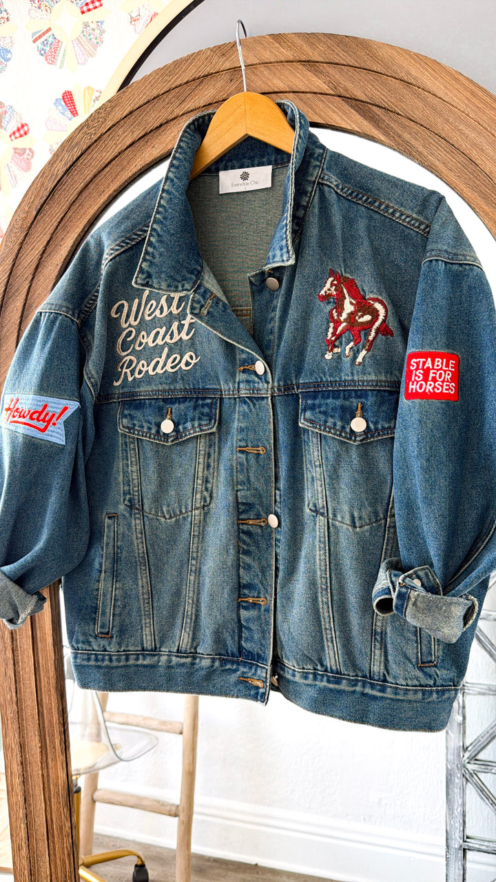 Denim Cowgirl Oversized Jacket, Denim Blue