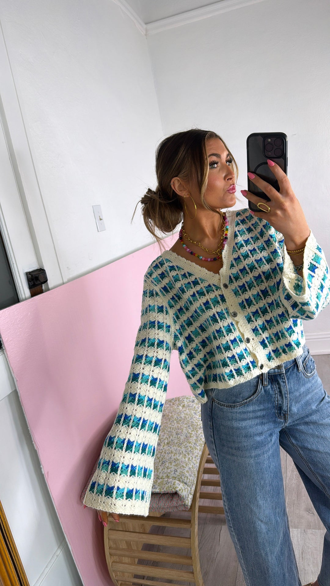 Morning Tide Knit Cardigan, Blue Multi