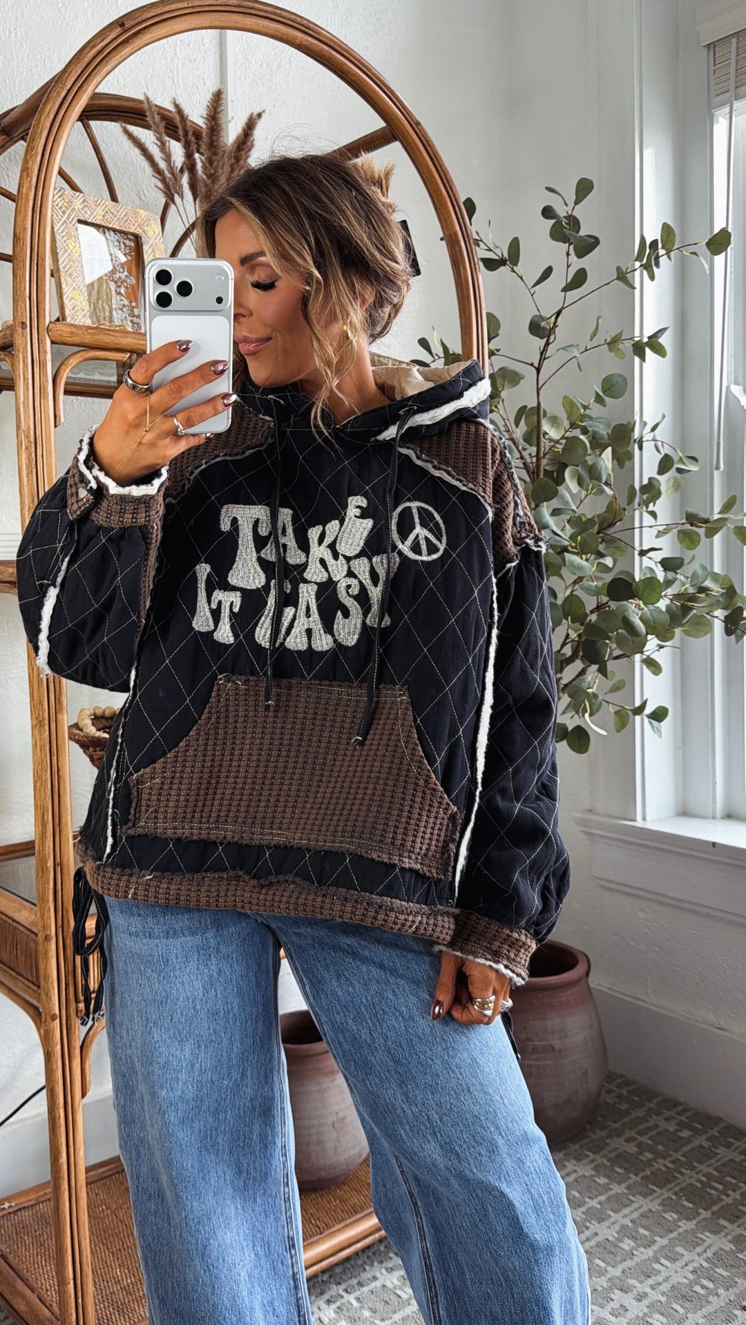 Take It Easy Hoodie, Black Multi