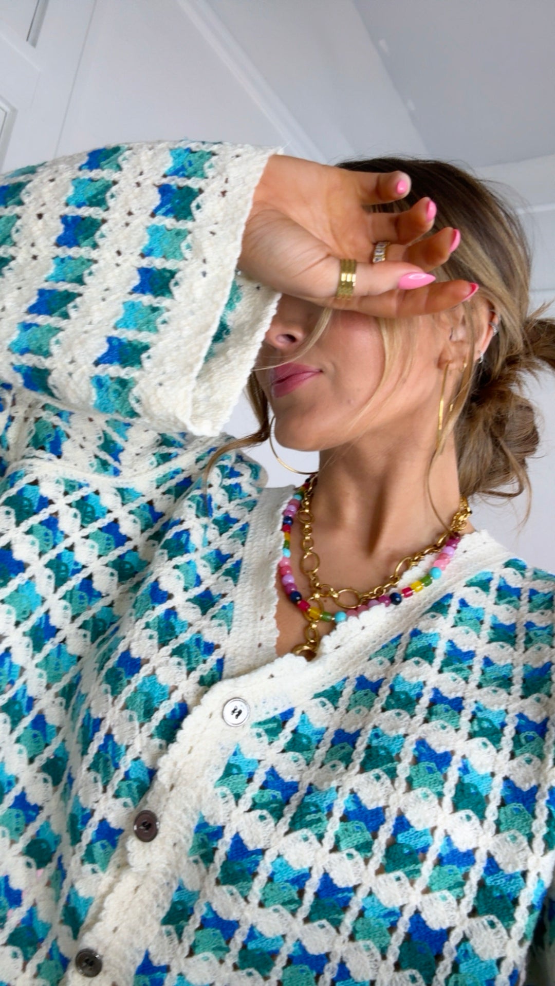 Morning Tide Knit Cardigan, Blue Multi