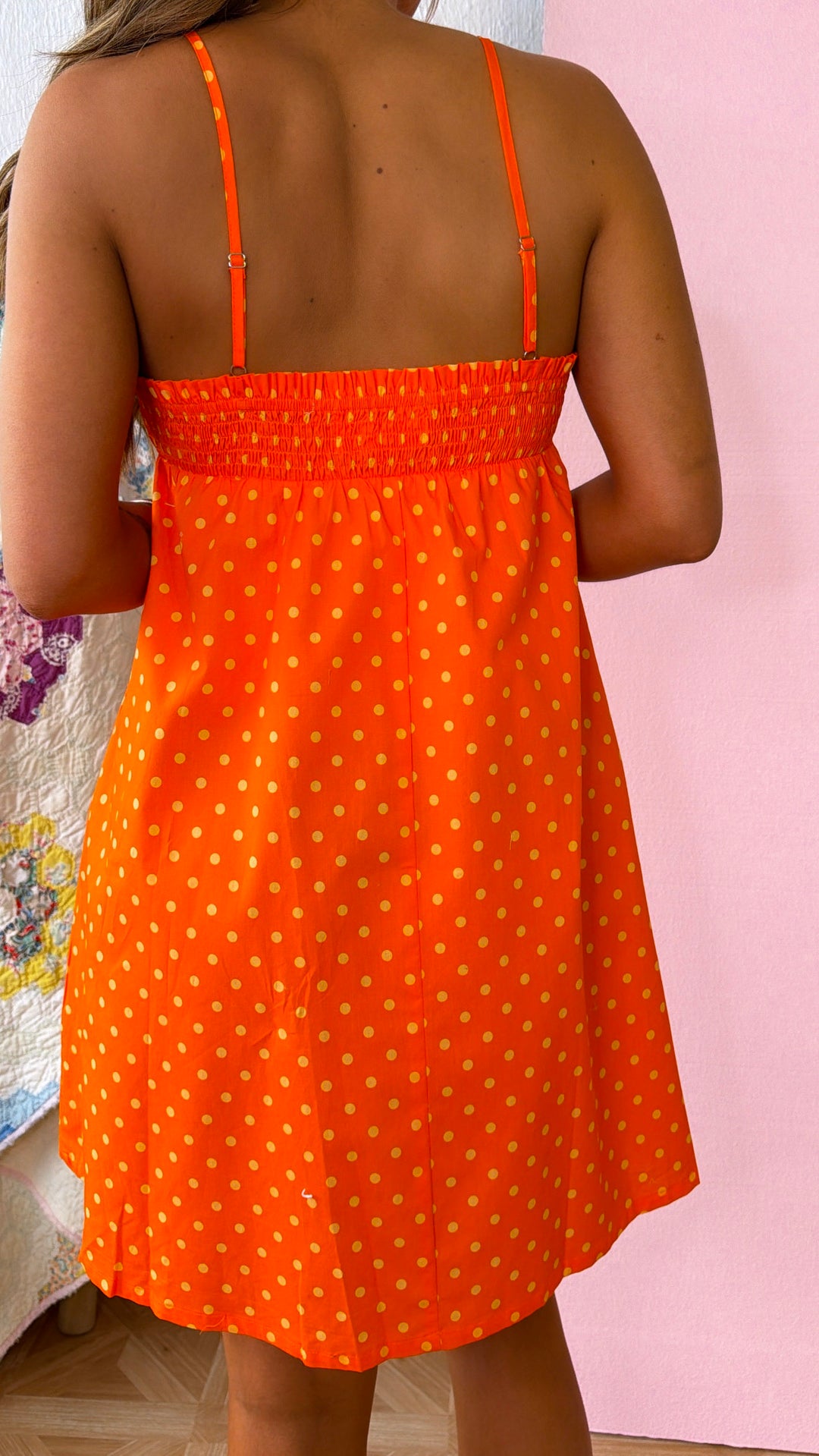 Roasted Clementine Polka Dot Dress, Orange