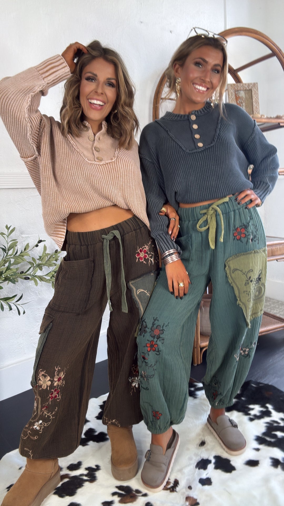 Terra Embroidered Jogger, Forest Teal