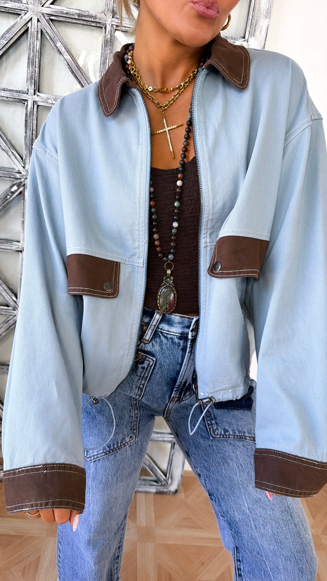 Miranda Utility Barn Jacket, Dusty Blue