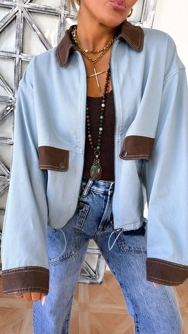 Miranda Utility Barn Jacket, Dusty Blue