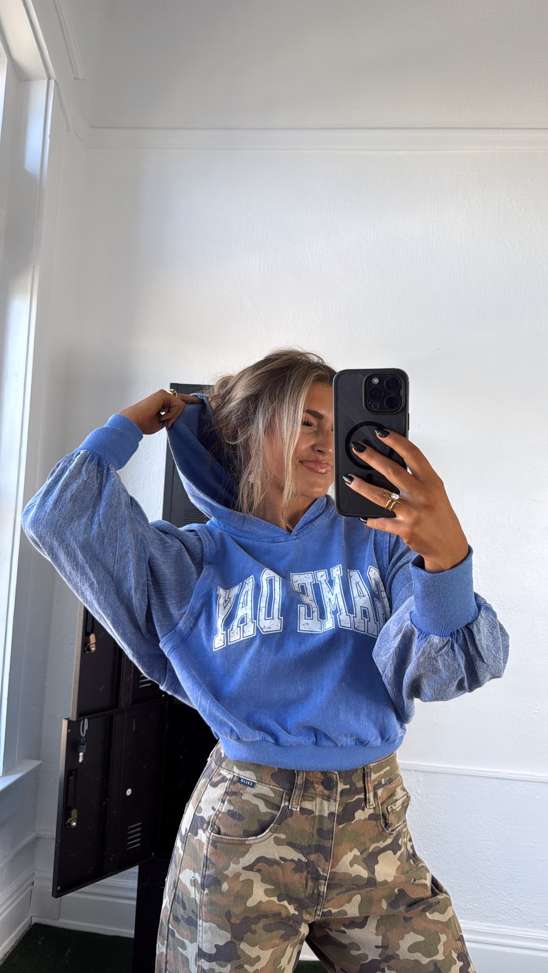 Mineral Wash Game Day Hoodie, Blue