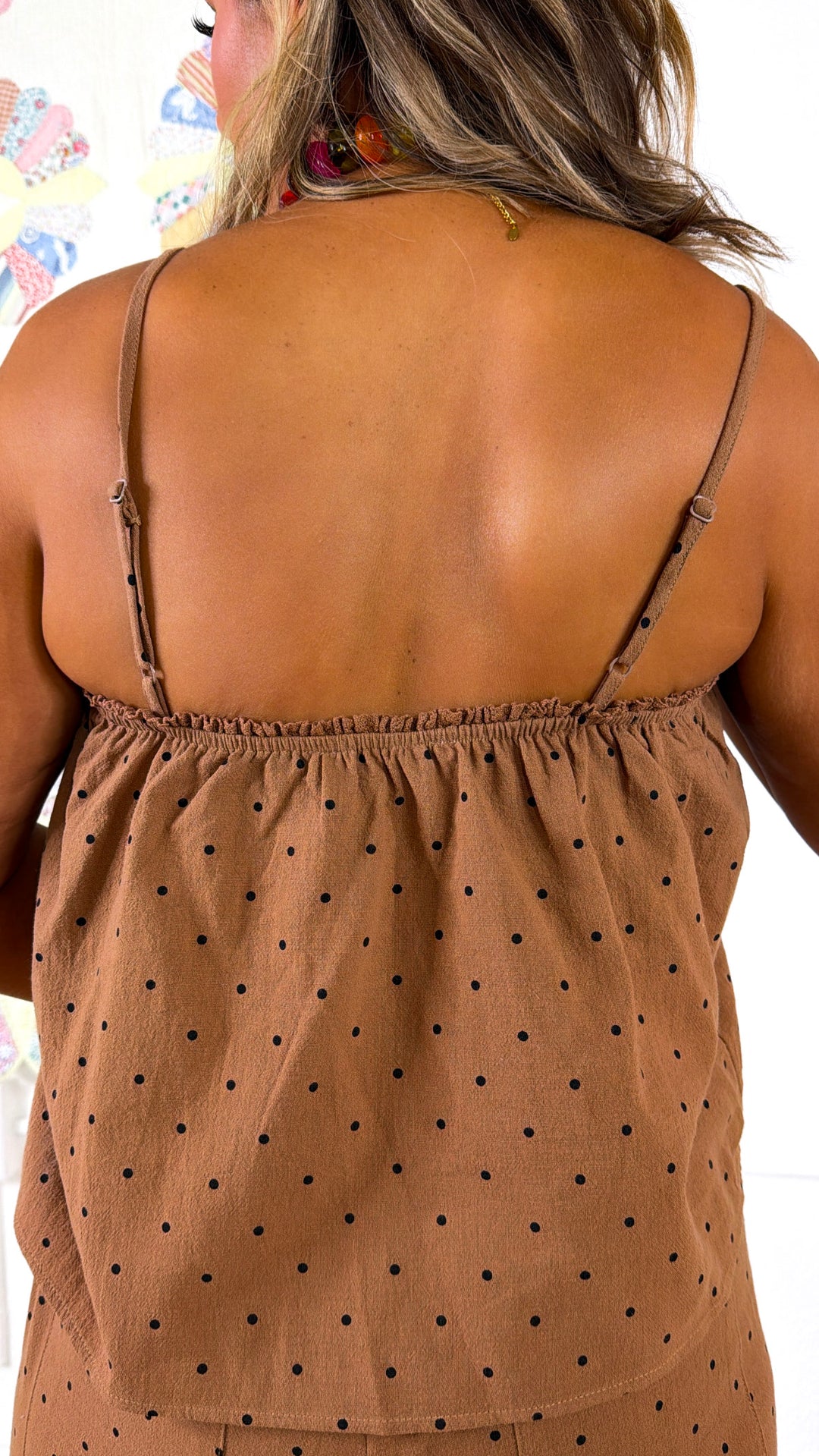 Polka Dot Two Piece Set, Mocha/Black