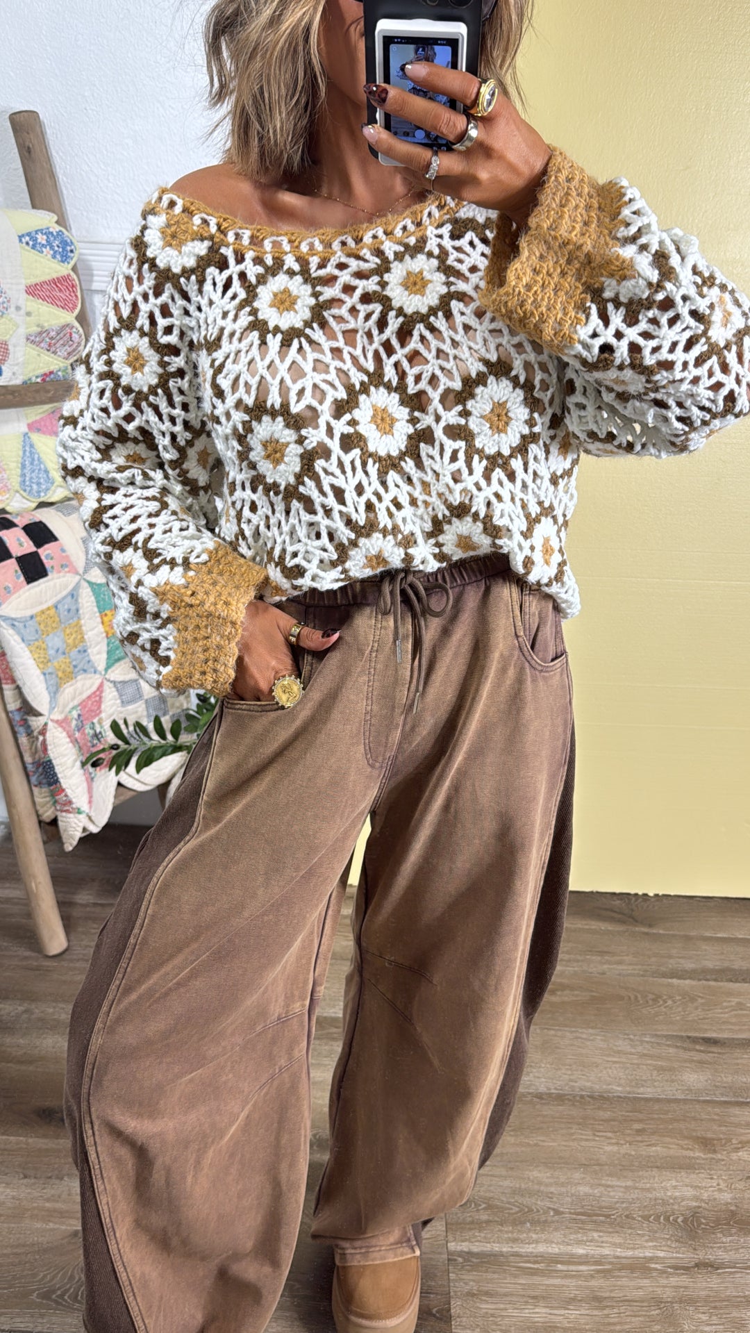 Trend Setter Barrel Leg Sweatpant, Brown