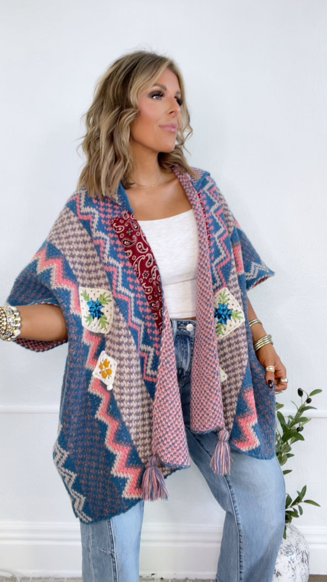 Sagebrush Knit Cardigan, Lapis Blue Multi
