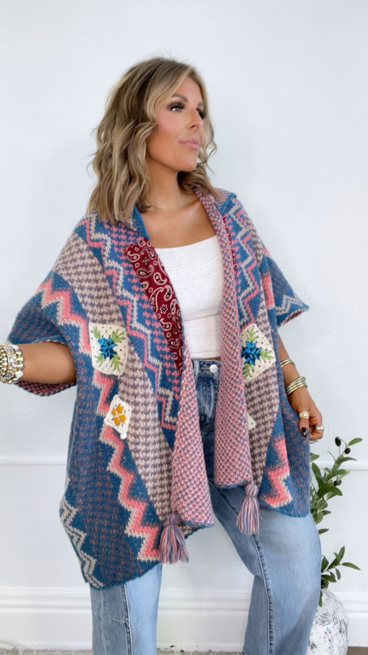 Sagebrush Knit Cardigan, Lapis Blue Multi