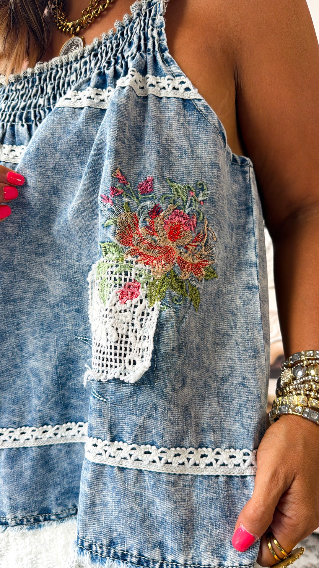 Southern Bell Tank Top, Denim