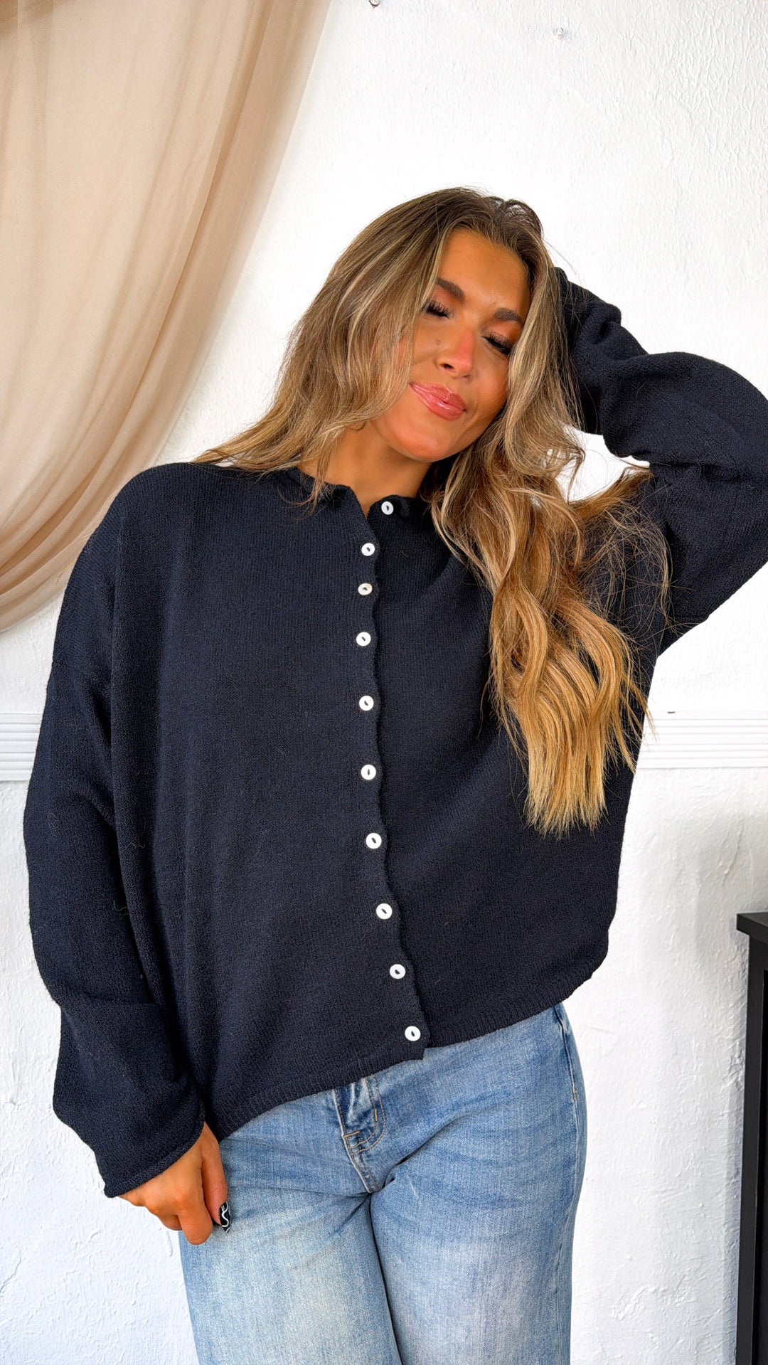 Penelope Knit Cardigan, Black